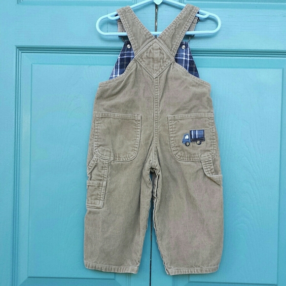 KRU 2-Pc. Set Tan Corduroy Overalls & Navy Shirt - Picture 9 of 16